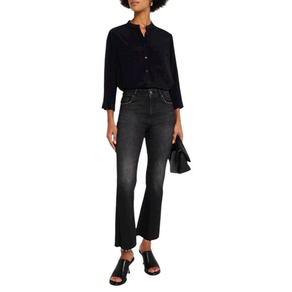 Frame Le Crop Mini Boot Claudius Black Jeans Denim Pants Designer Size 28 NWOT - Picture 2 of 4